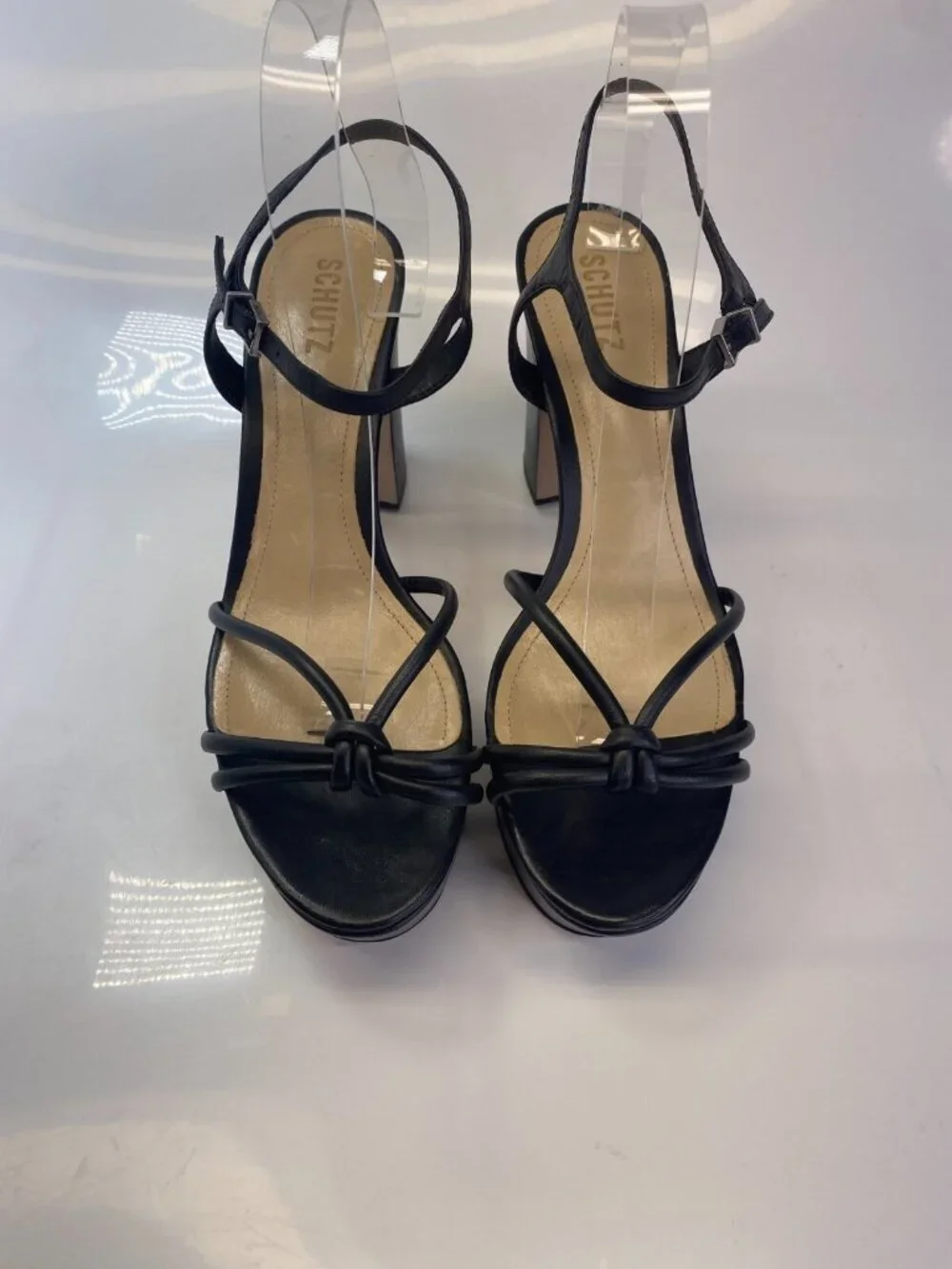 Schutz Kelsie Womens Black Platform Strappy Heel Sandal Sz 10